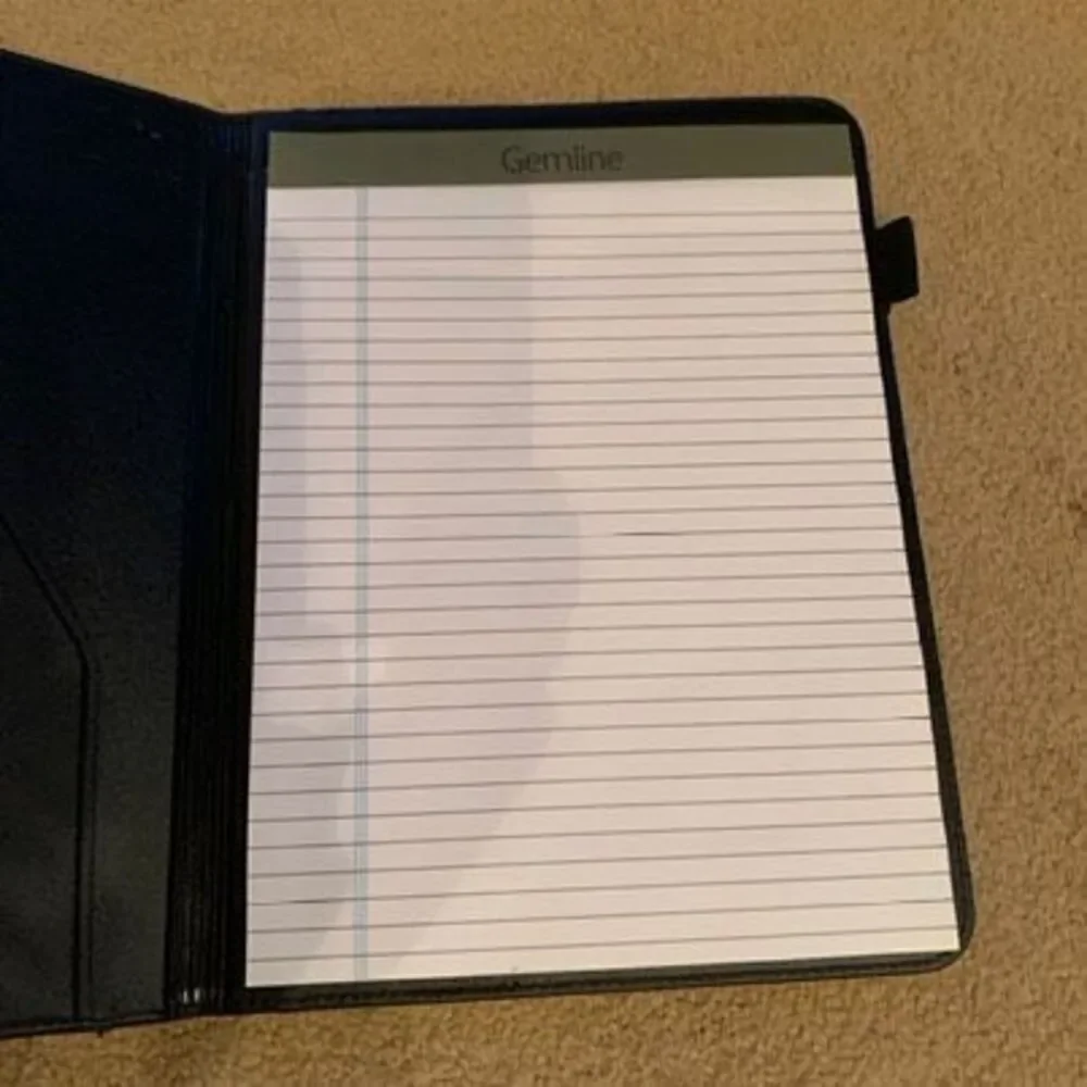 Executive Black Leather Portfolio Folder with Pen Loop - Professional Organizer